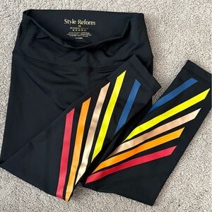 Style Reform X Exhale Black Color Stripe Women’s Leggings Size Medium